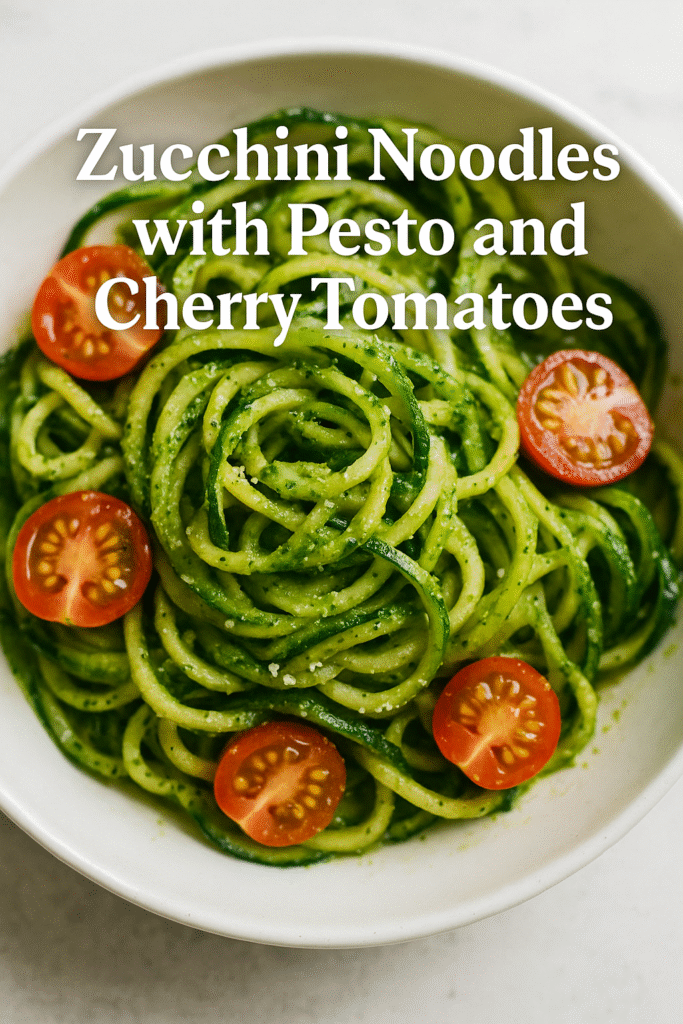 Zucchini Noodles with Pesto and Cherry Tomatoes